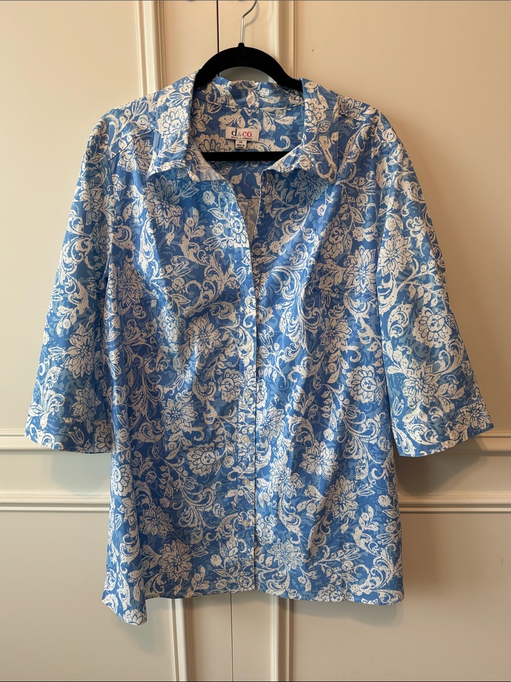 d. & co. Blue and White Floral Button-Down Shirt